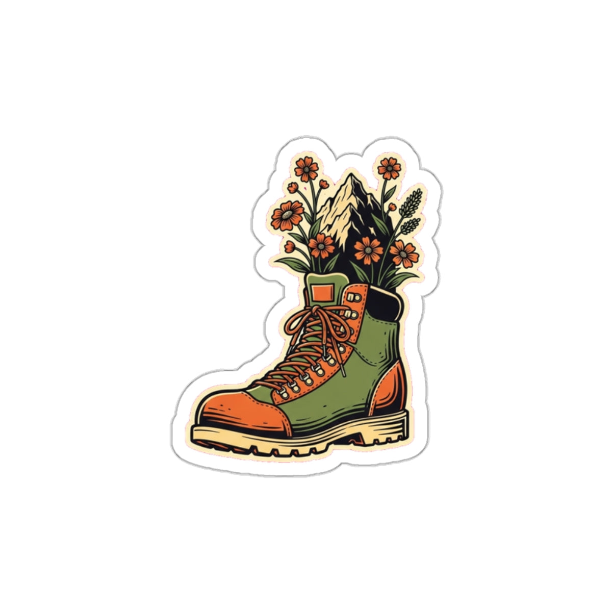 Retro Hiking Boot Die-Cut Sticker | Trail Running Adventure Decal