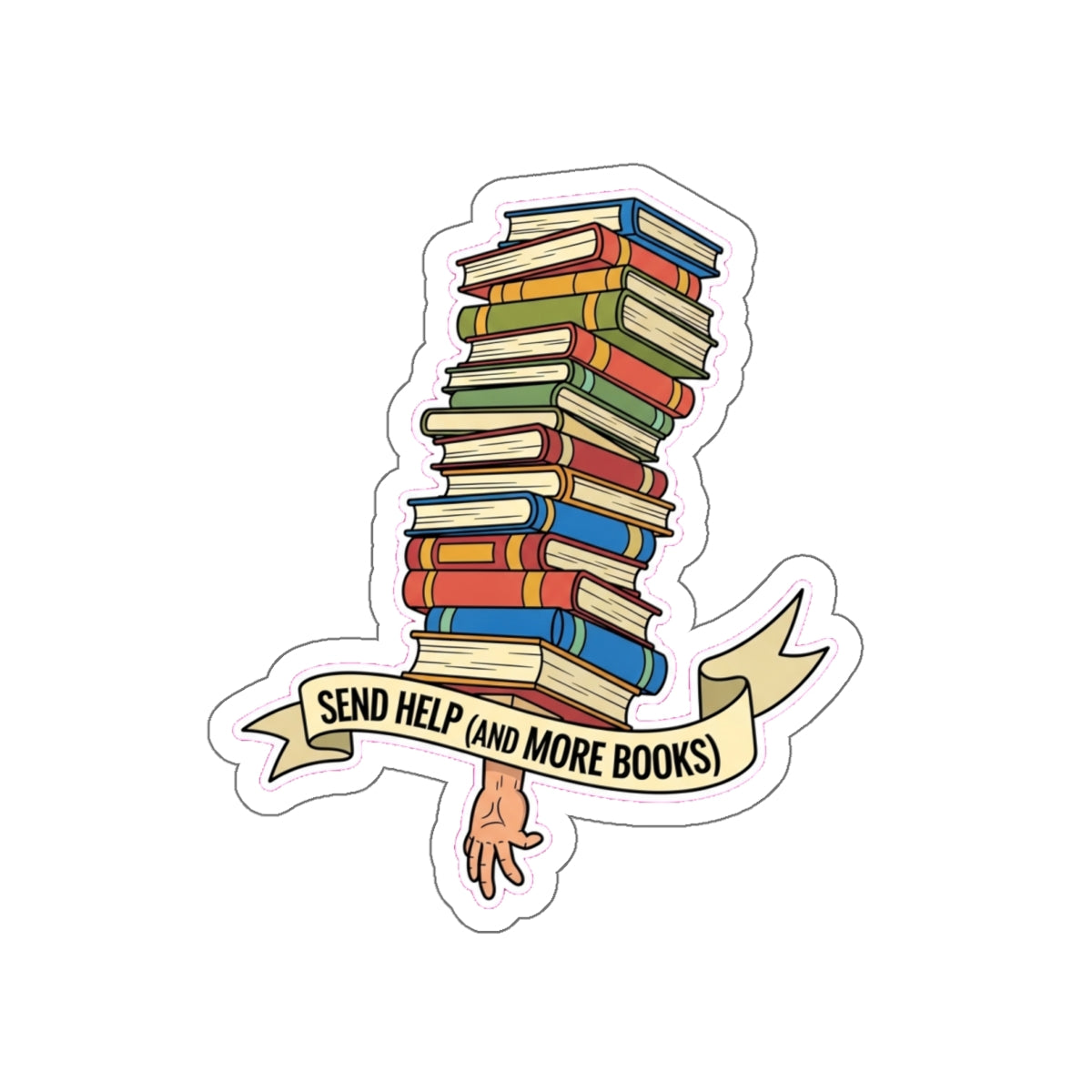 Bookish Dark Humor Sticker | Wobbly Book Stack Die-Cut Decal | BookTok Reader Gift