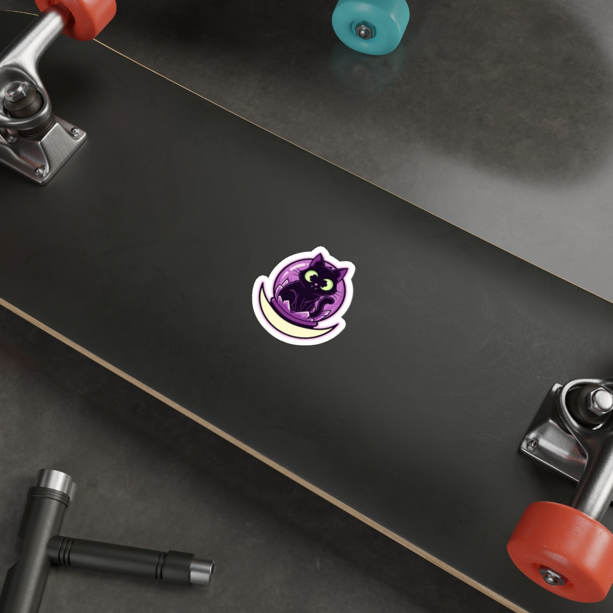 Spooky Cat Lady Sticker | Witchy Black Cat in Crystal Ball Vinyl Decal