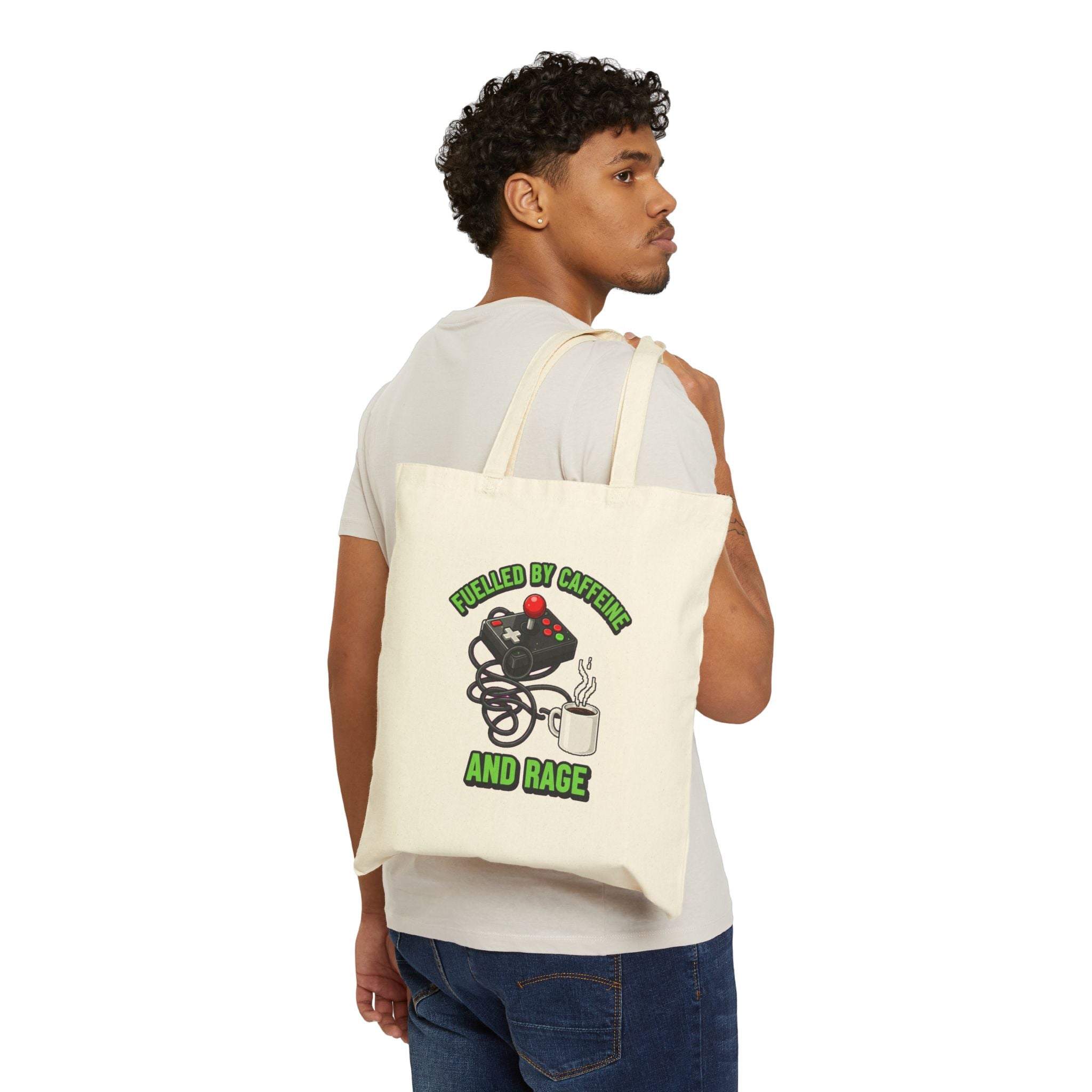 Gamer Coffee Tote Bag | Retro Arcade Joystick Dark Humor Gaming Gift