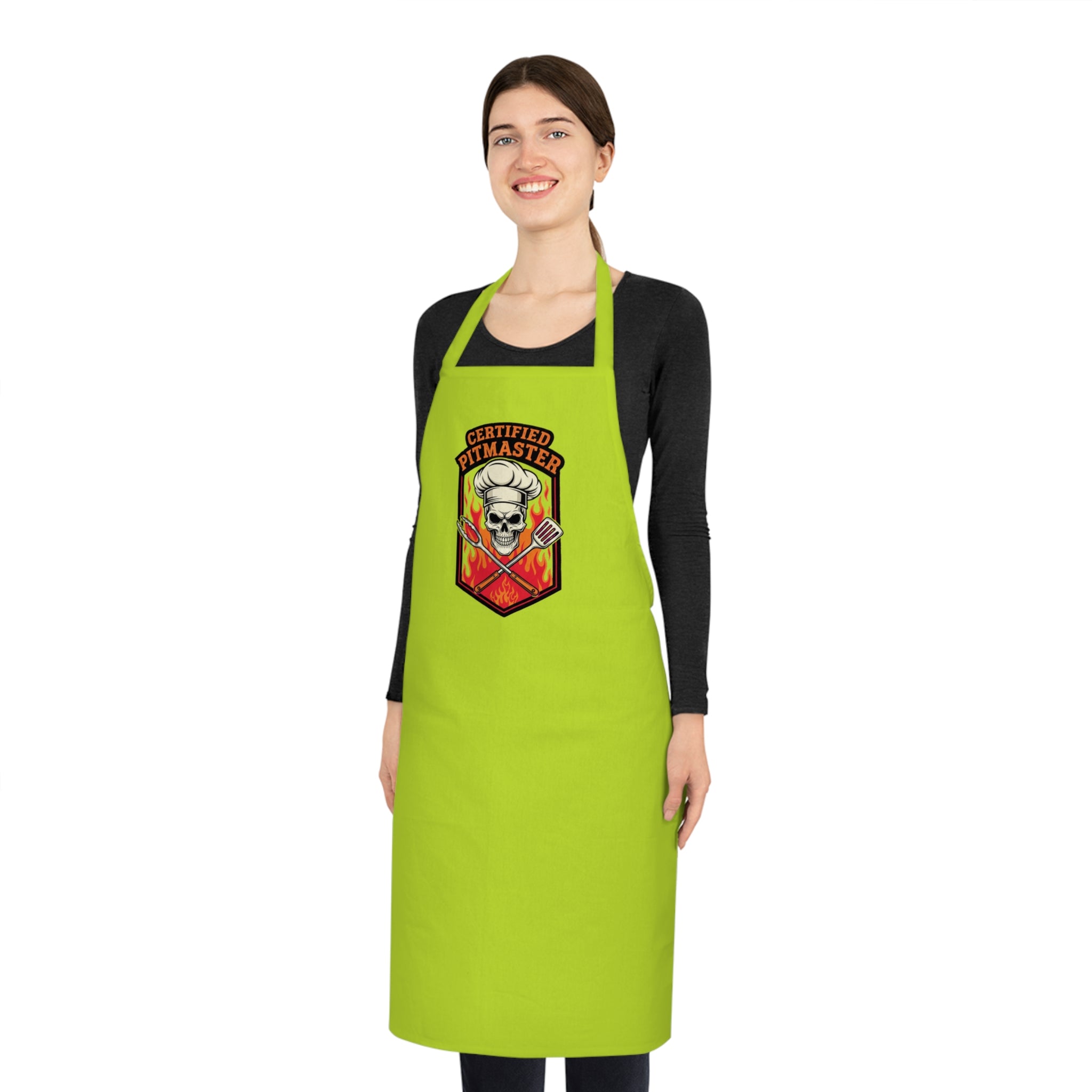 BBQ Pitmaster Dad Apron - Flaming Skull Chef Gift for Grill Masters