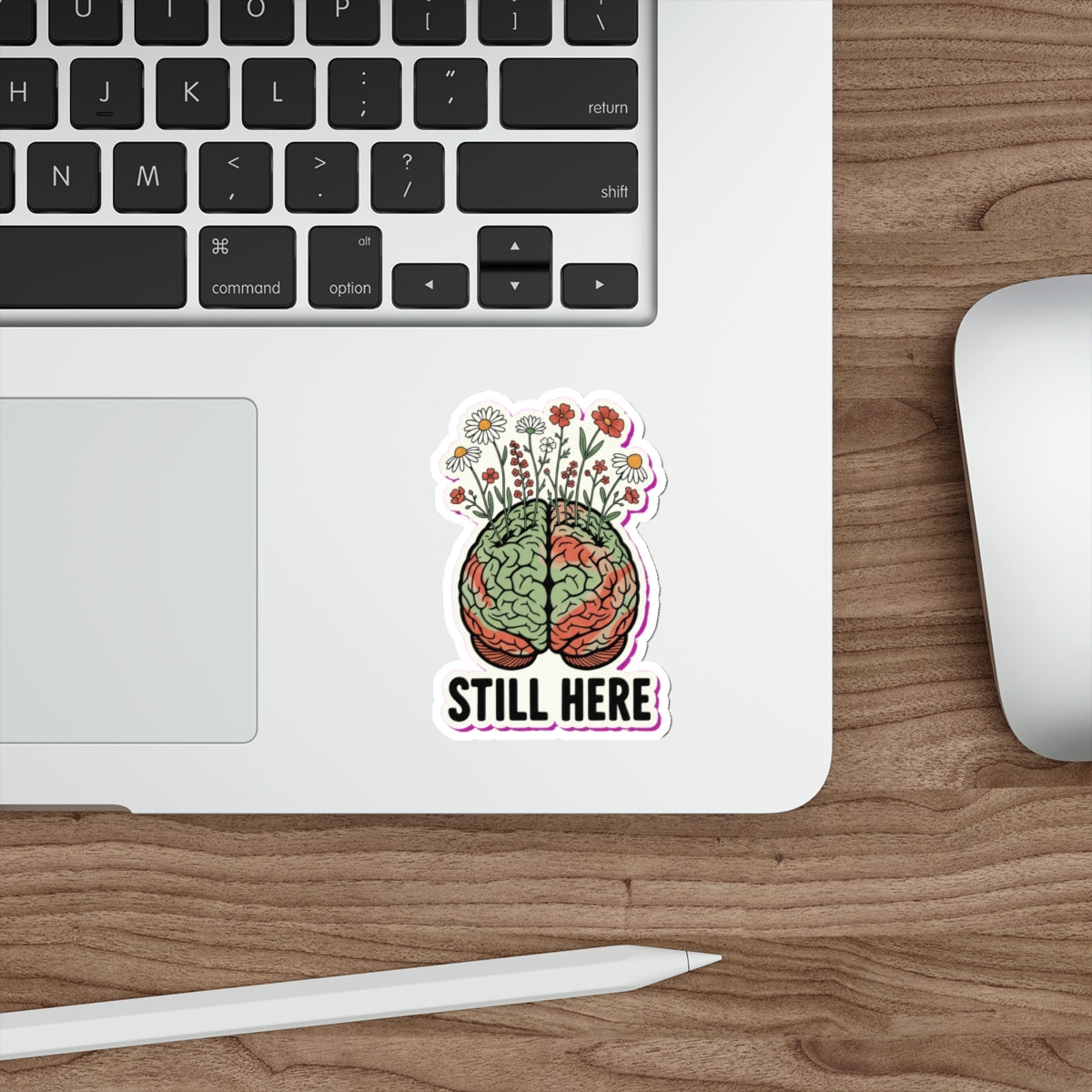 Mental Health Awareness Die-Cut Sticker | Brain & Wildflowers Therapy Decal