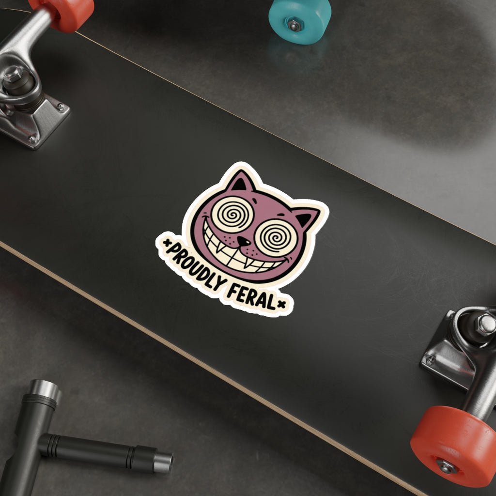 Crazy Cat Lady Die-Cut Sticker | Retro Hypnotic Cat Face Vinyl Decal