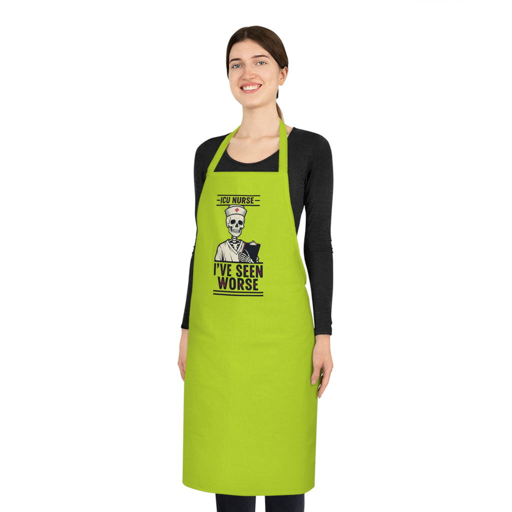 ICU Nurse Dark Humor Apron | Skeleton Nurse Funny Gift for Critical Care