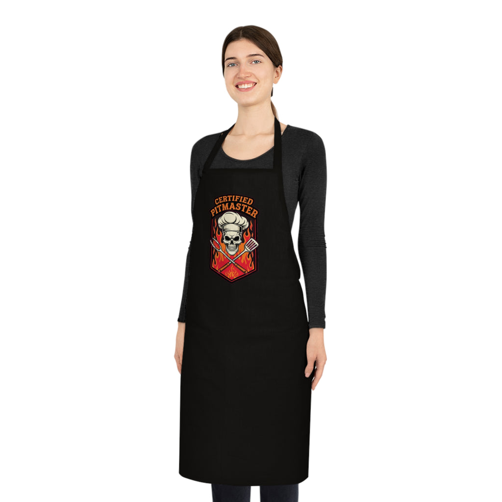 BBQ Pitmaster Dad Apron - Flaming Skull Chef Gift for Grill Masters
