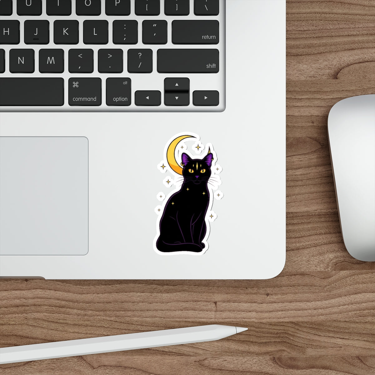 Black Cat Witch Sticker | Mystical Moon Crescent | Gothic Laptop Decal