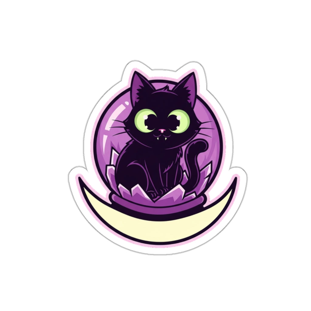 Spooky Cat Lady Sticker | Witchy Black Cat in Crystal Ball Vinyl Decal