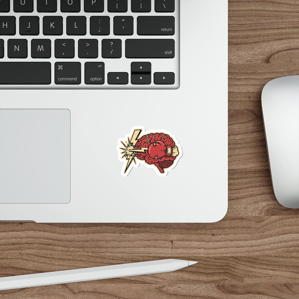 Mental Health Warrior Brain Boxing Glove Die-Cut Sticker | Dark Humor Anxiety Decal