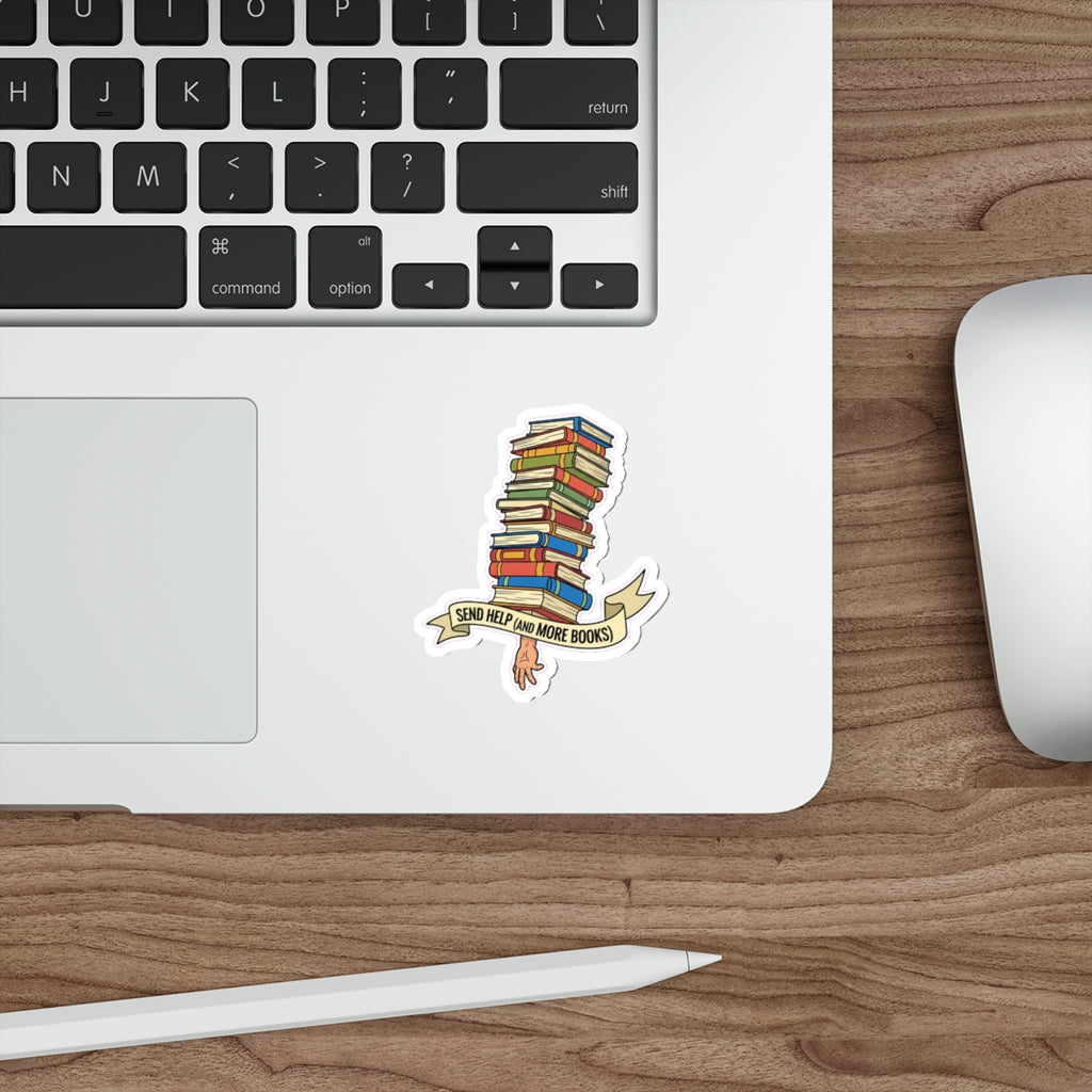 Bookish Dark Humor Sticker | Wobbly Book Stack Die-Cut Decal | BookTok Reader Gift