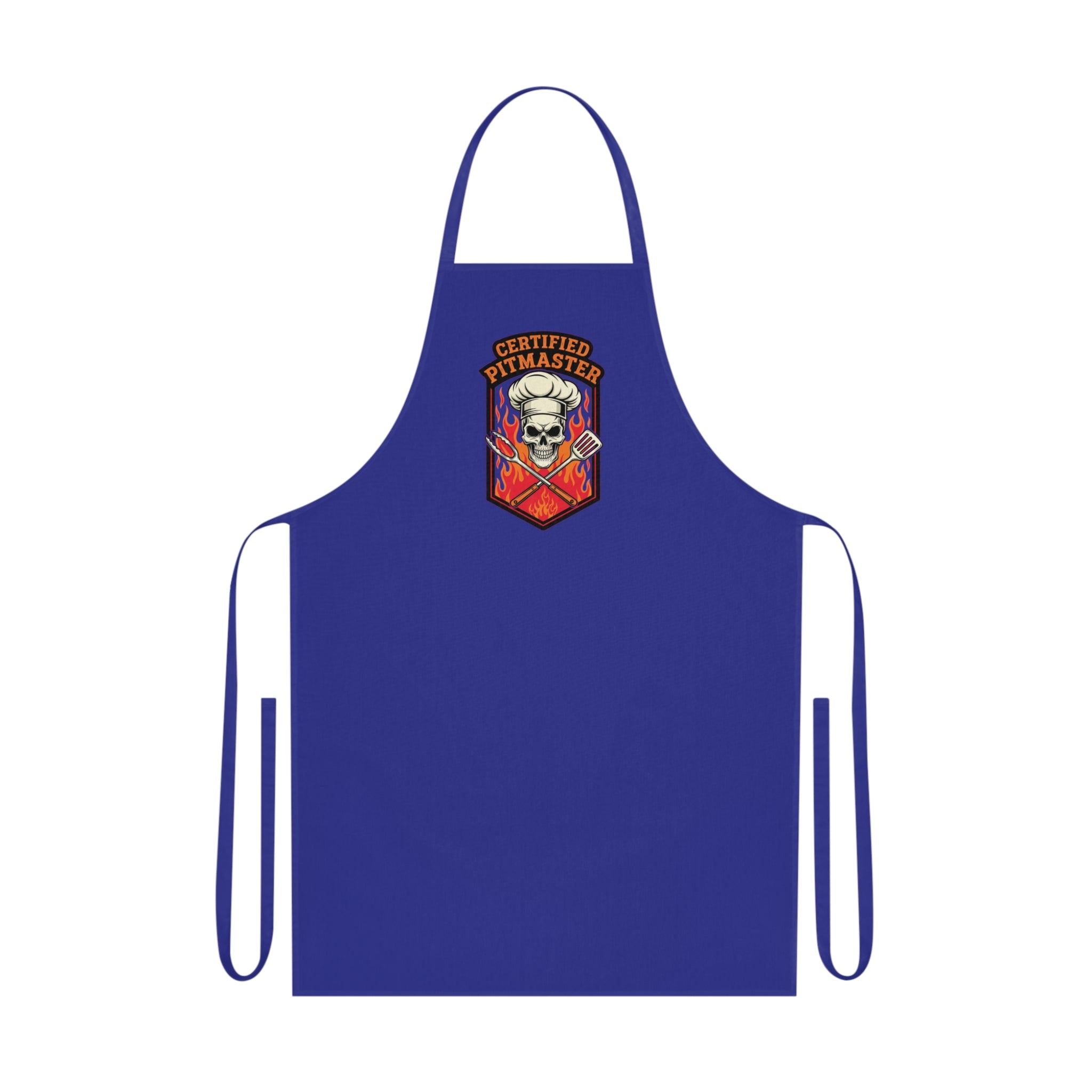 BBQ Pitmaster Dad Apron - Flaming Skull Chef Gift for Grill Masters