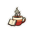 Bookish Coffee Lover Sticker | Retro Books and Coffee Decal for Water Bottle