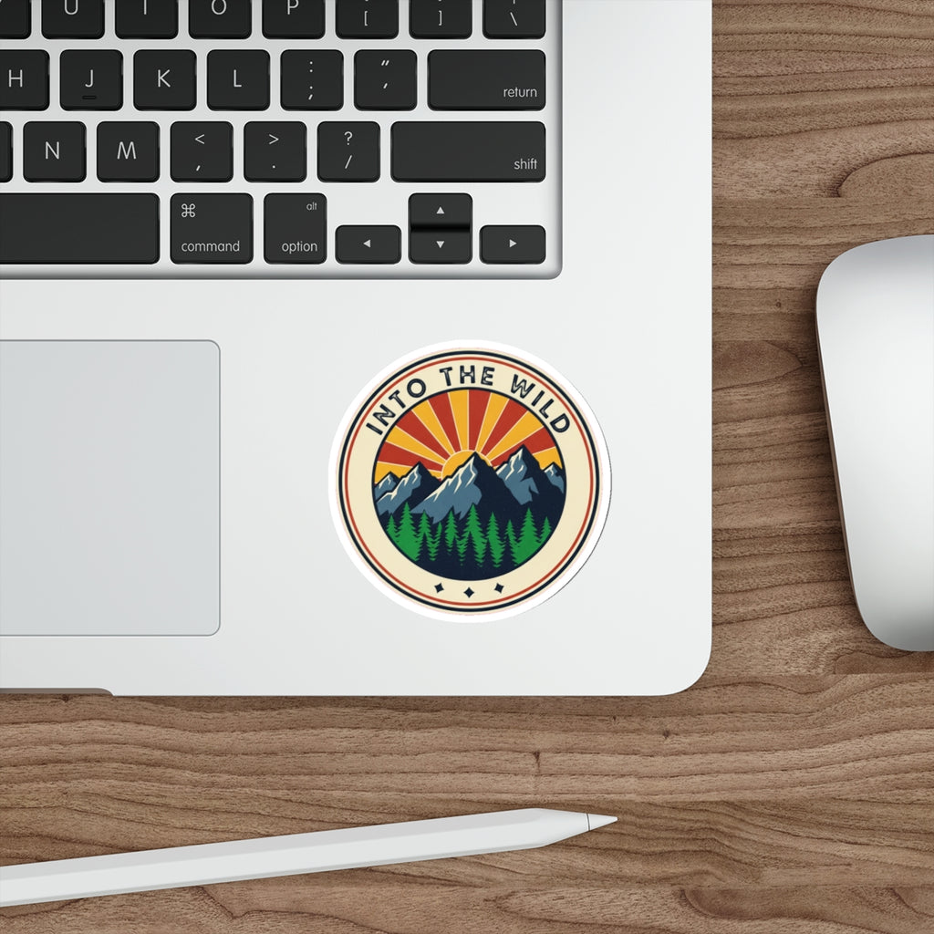 Retro National Park Hiking Sticker | Vintage Mountain Pine Trees Die-Cut