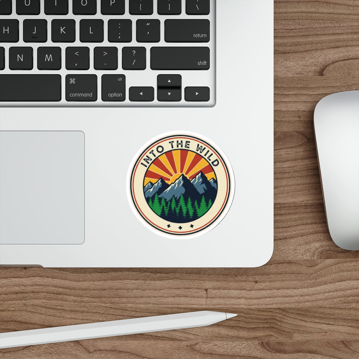 Retro National Park Hiking Sticker | Vintage Mountain Pine Trees Die-Cut