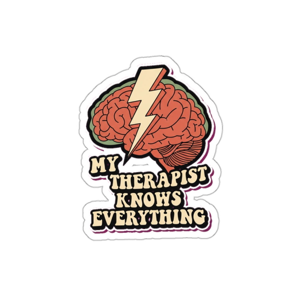 Mental Health Advocate Brain Sticker | Dark Humor Therapy Decal | Retro 70s Psychedelic