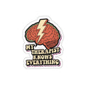 Mental Health Advocate Brain Sticker | Dark Humor Therapy Decal | Retro 70s Psychedelic