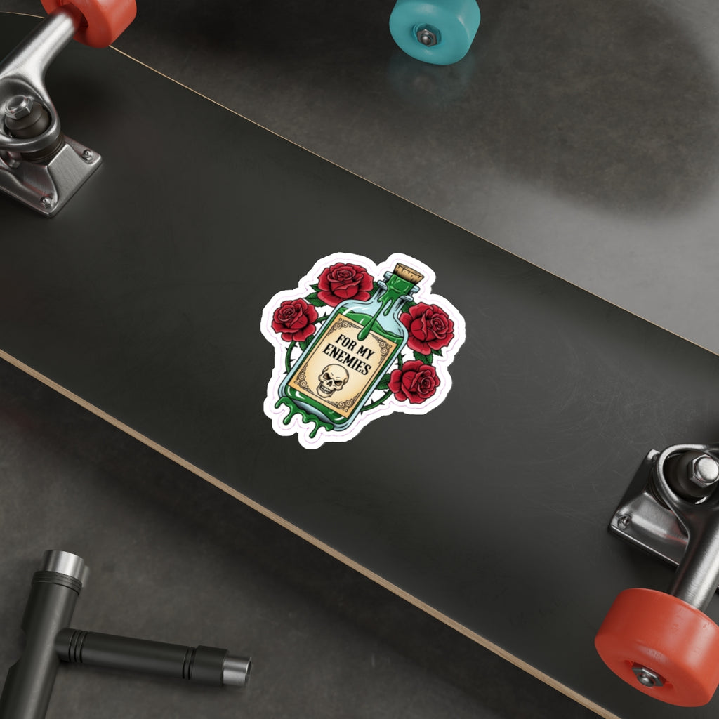 True Crime Junkie Sticker | Poison Bottle 'For My Enemies' Die-Cut Decal