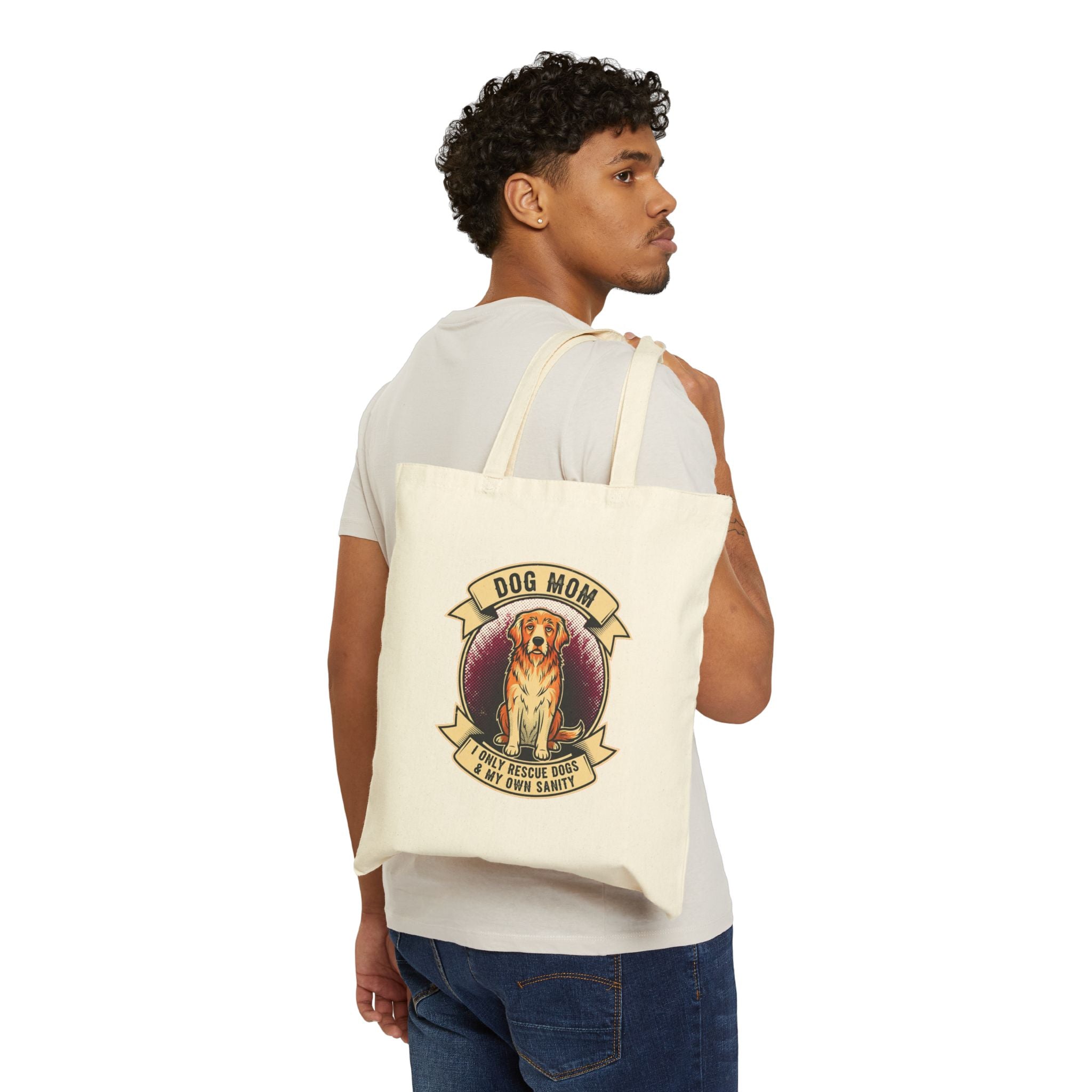 Funny Dog Mom Tote Bag | Vintage Golden Retriever Deadpan Humor Tote