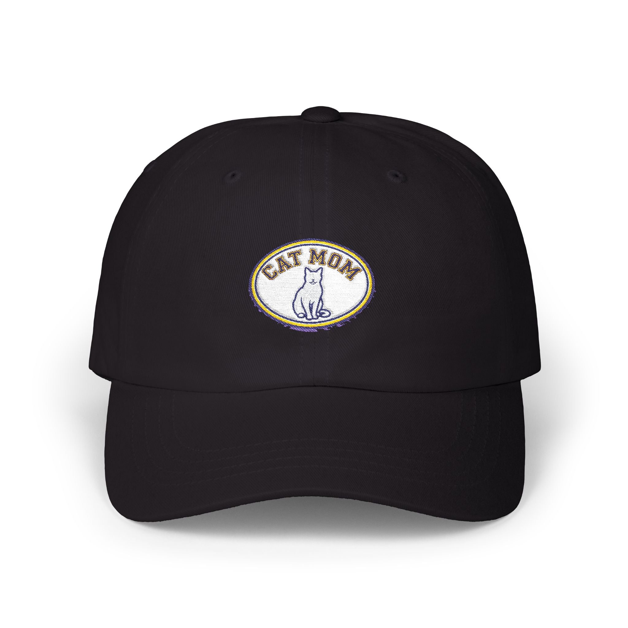Cat Mom Embroidered Dad Cap - Magenta Baseball Hat for Cat Lovers