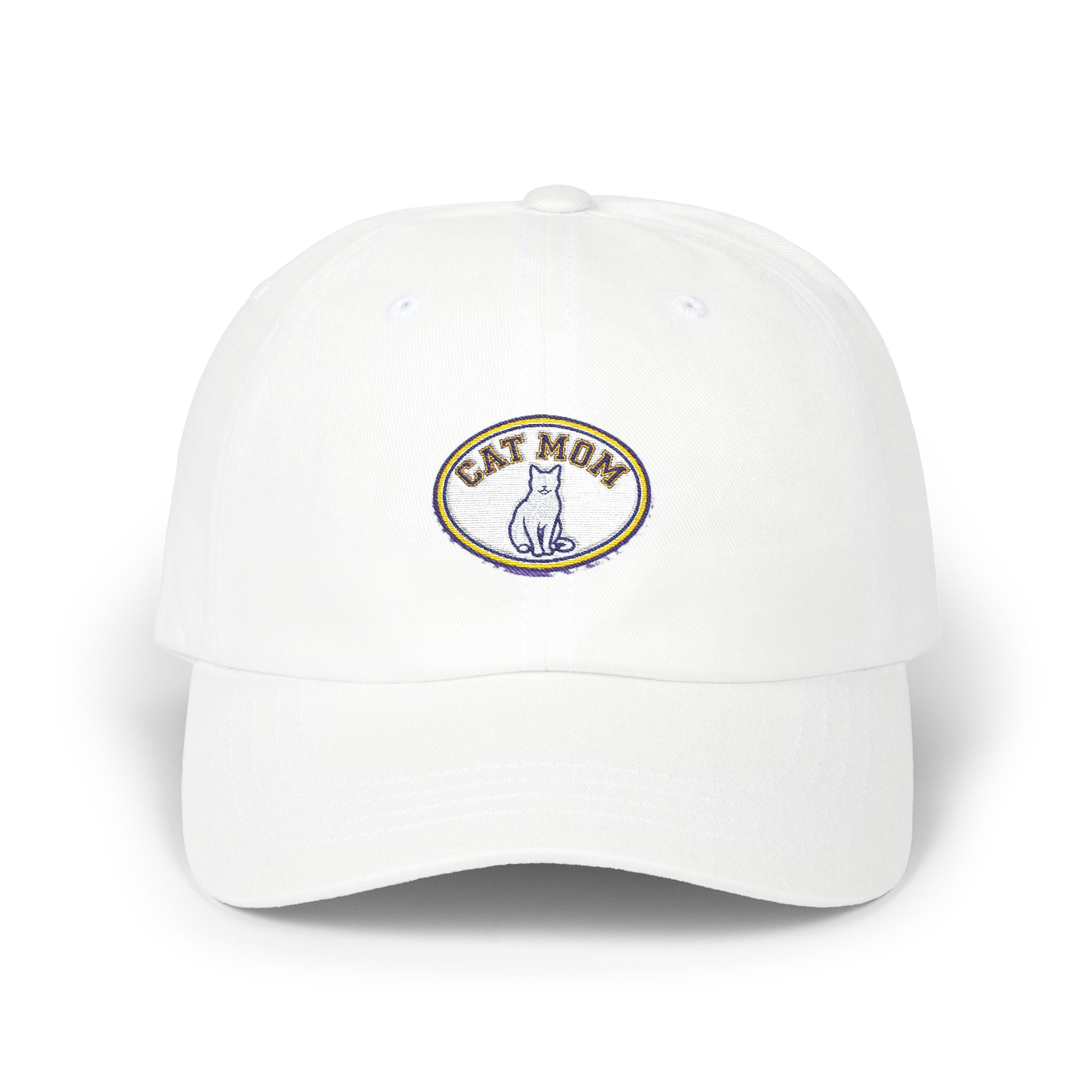 Cat Mom Embroidered Dad Cap - Magenta Baseball Hat for Cat Lovers