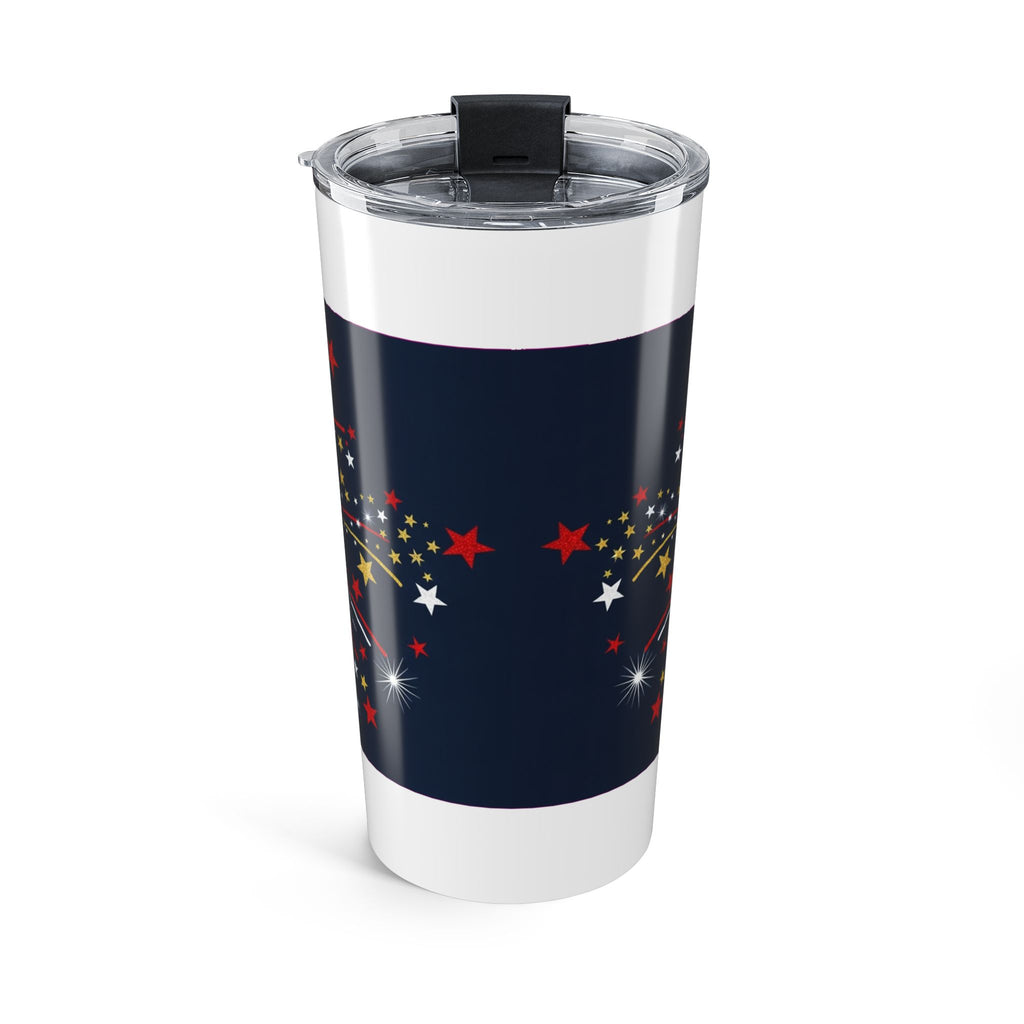 Fourth of July Patriotic Tumbler | Red White Blue Glitter Flag Fireworks 20oz