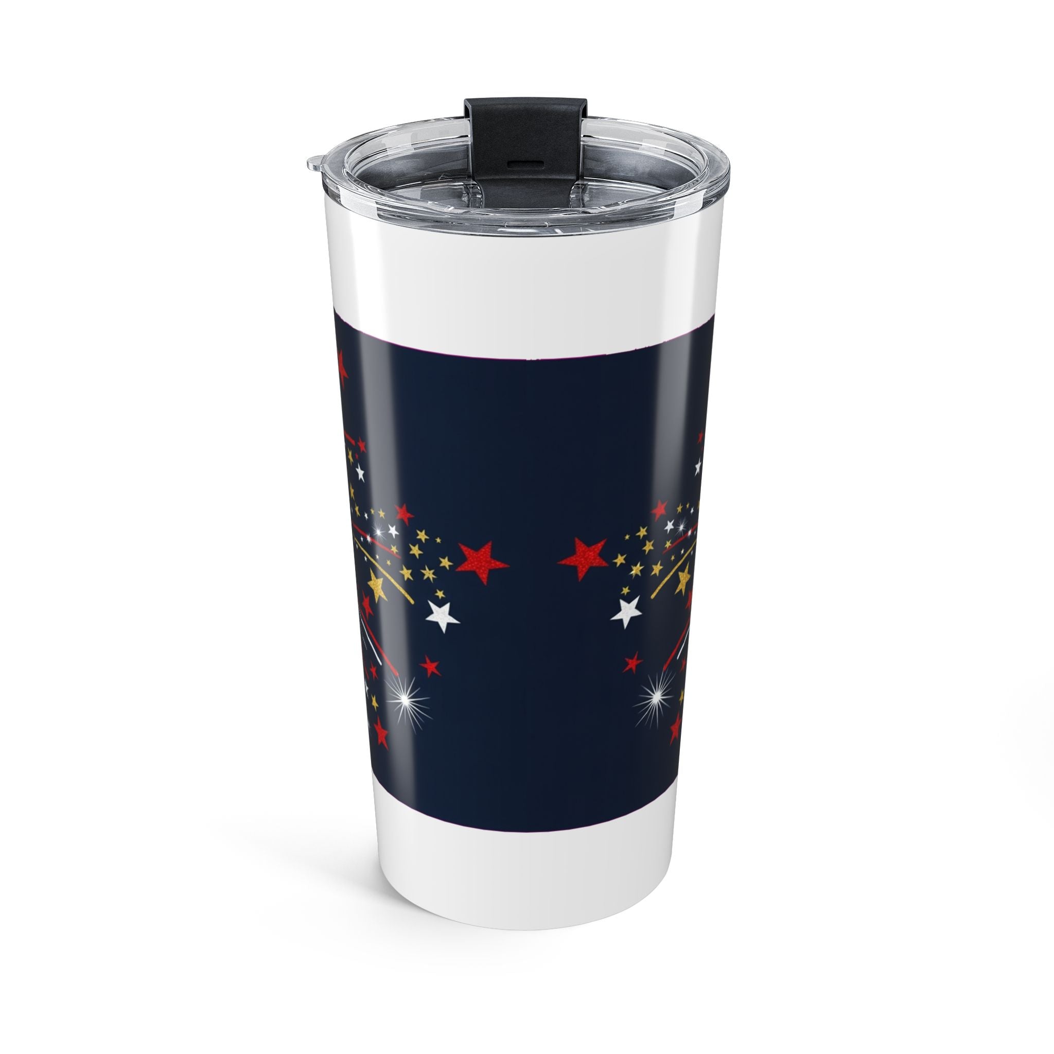 Fourth of July Patriotic Tumbler | Red White Blue Glitter Flag Fireworks 20oz