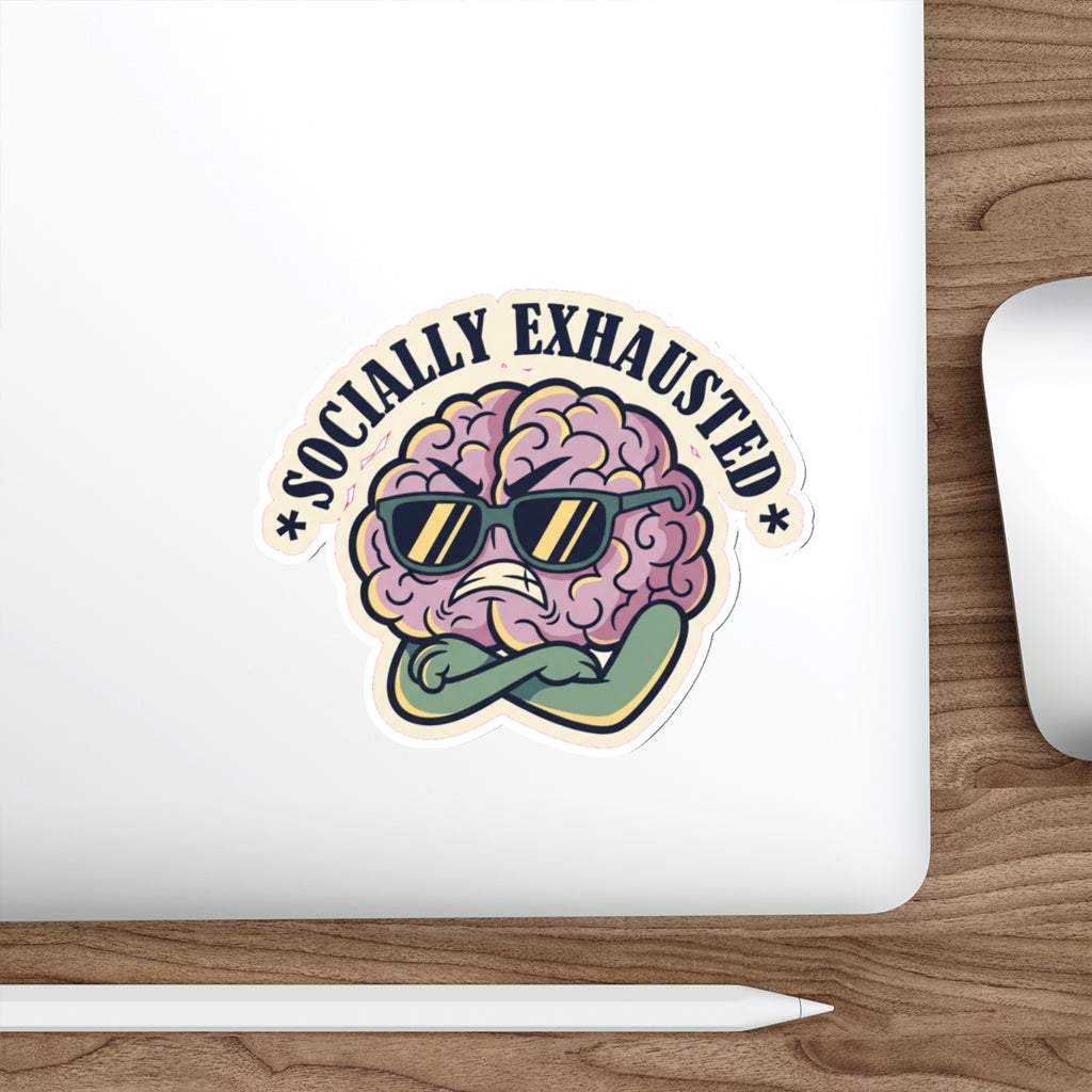 Grumpy Brain Die-Cut Sticker | Mental Health Dark Humor Introvert Decal