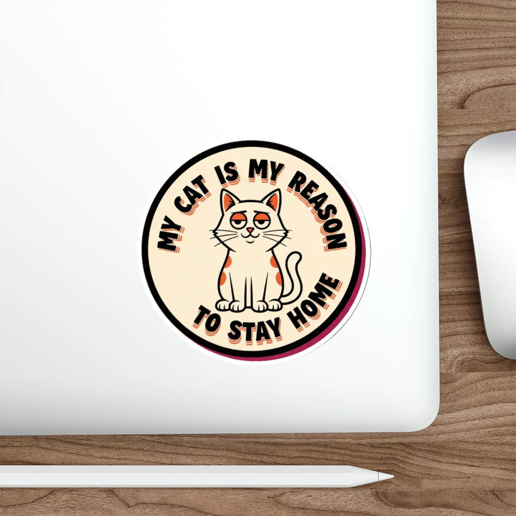 Sarcastic Cat Mom Sticker | Funny Cat Lady Decal | Retro Die-Cut Water Bottle Sticker