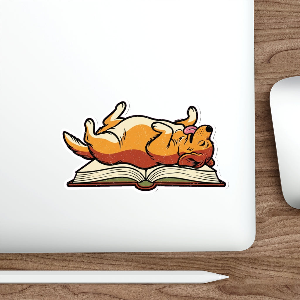 Dog Mom Book Lover Sticker | Funny Golden Retriever Reading Vinyl Decal