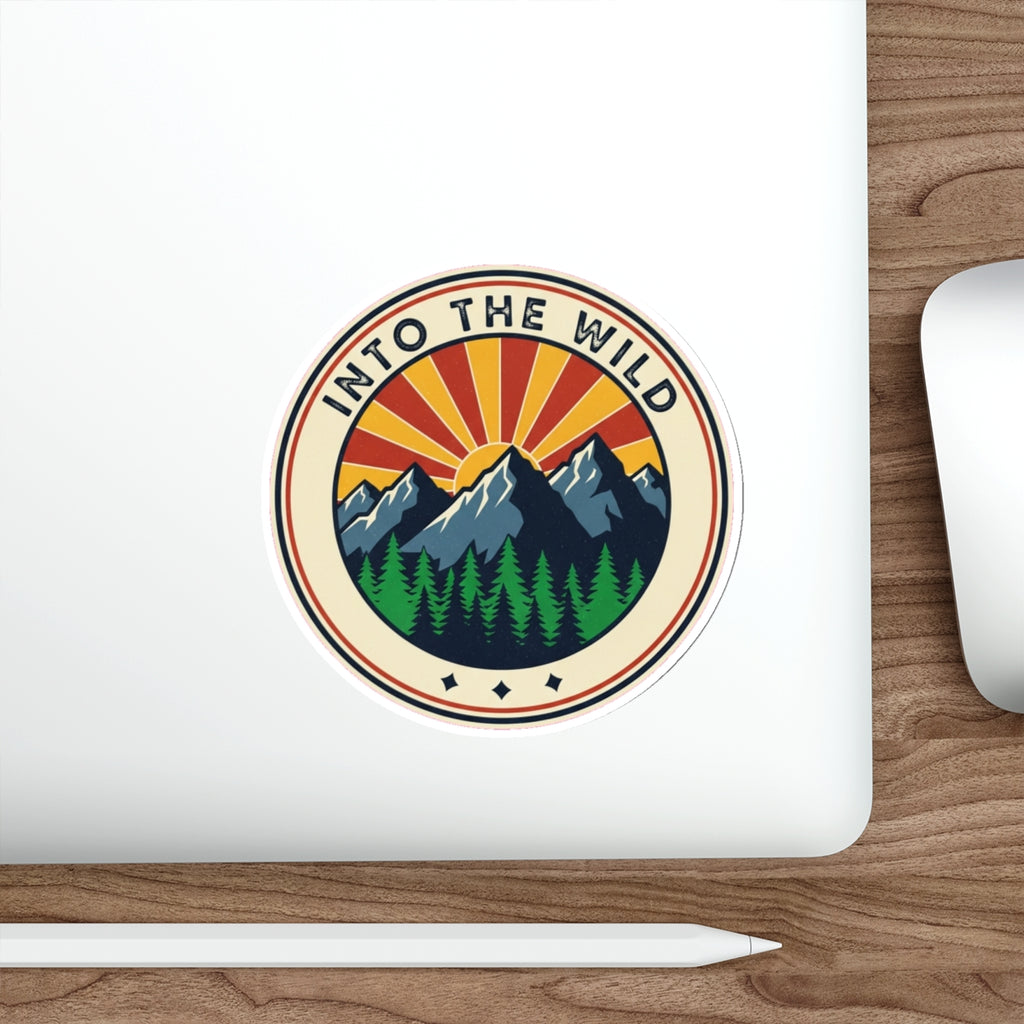 Retro National Park Hiking Sticker | Vintage Mountain Pine Trees Die-Cut