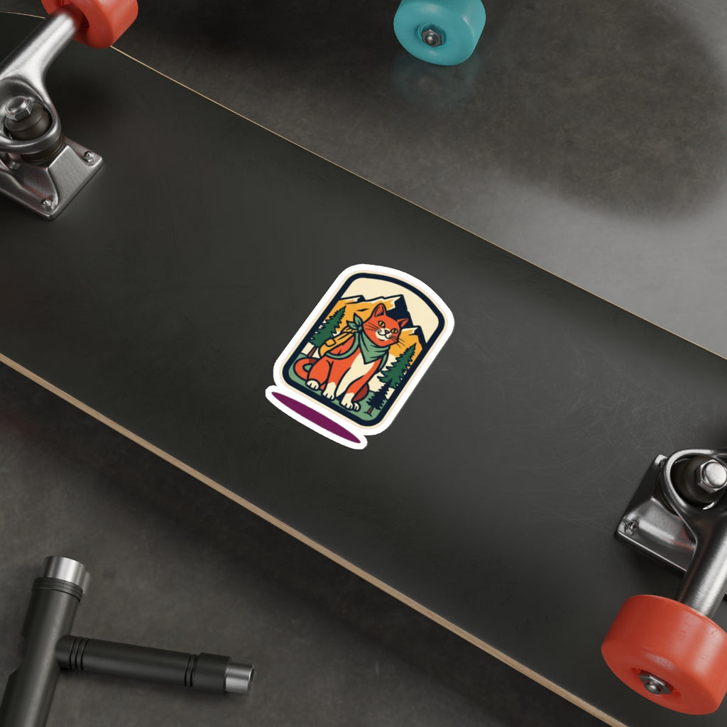 Adventure Cat Die-Cut Vinyl Sticker | Hiking Camping Outdoor Cat Decal