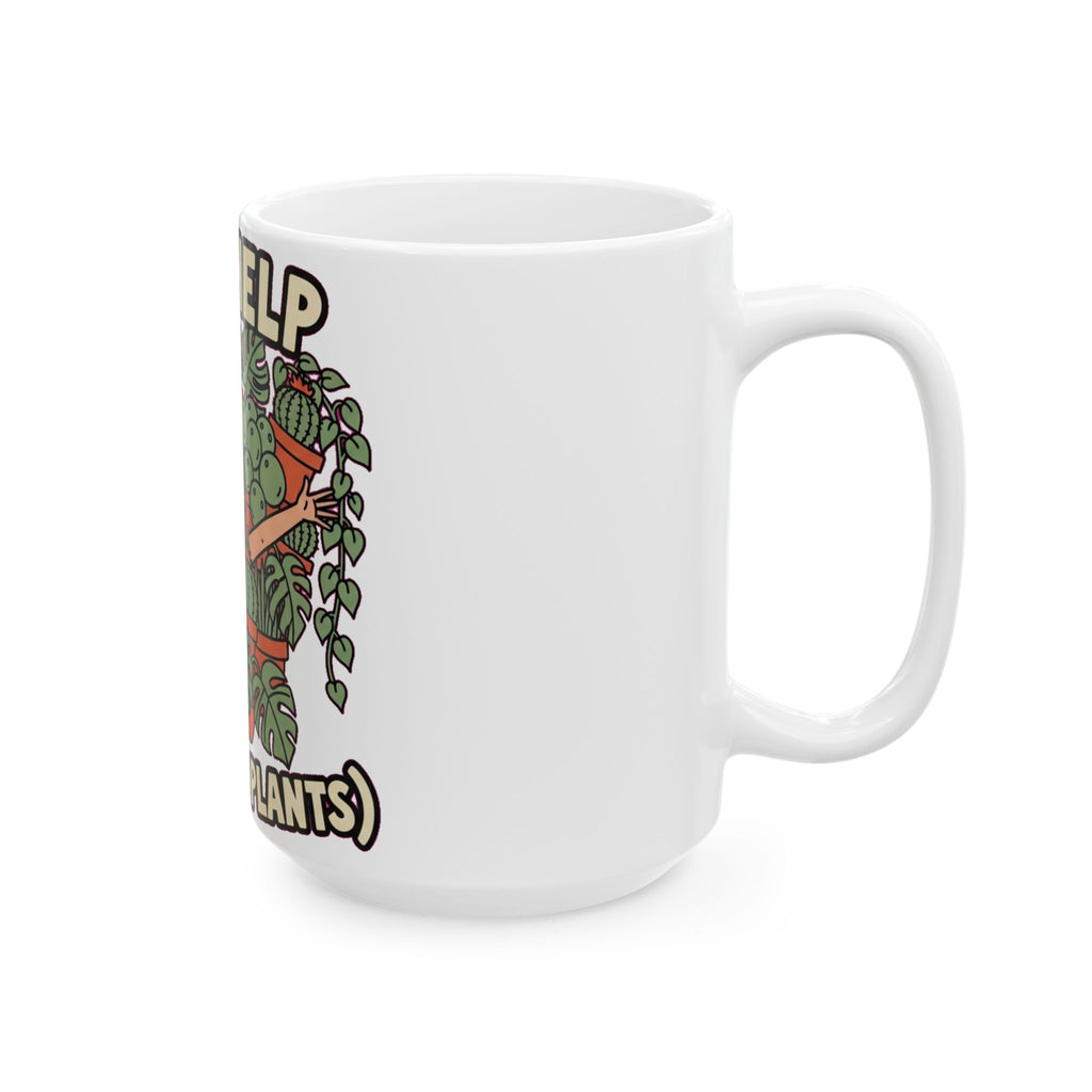 Funny Plant Mom Mug - Crazy Plant Lady Coffee Cup with Folk Art Design