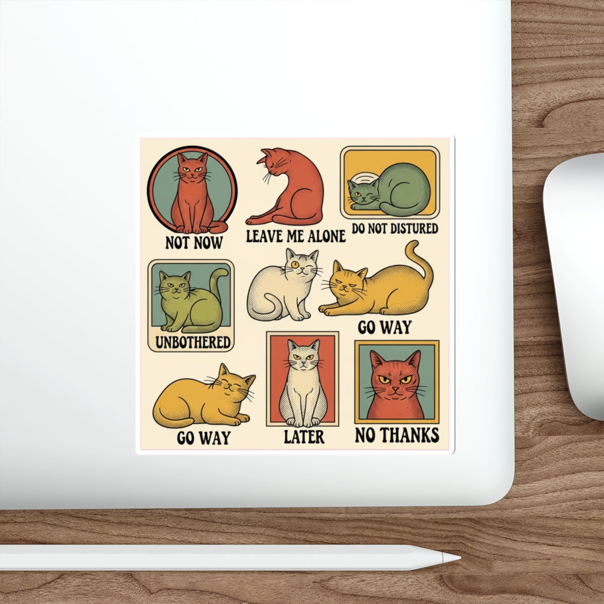 Crazy Cat Lady Sticker Pack | Vintage 70s Retro Cat Decals | 7-Piece Vinyl Sticker Sheet