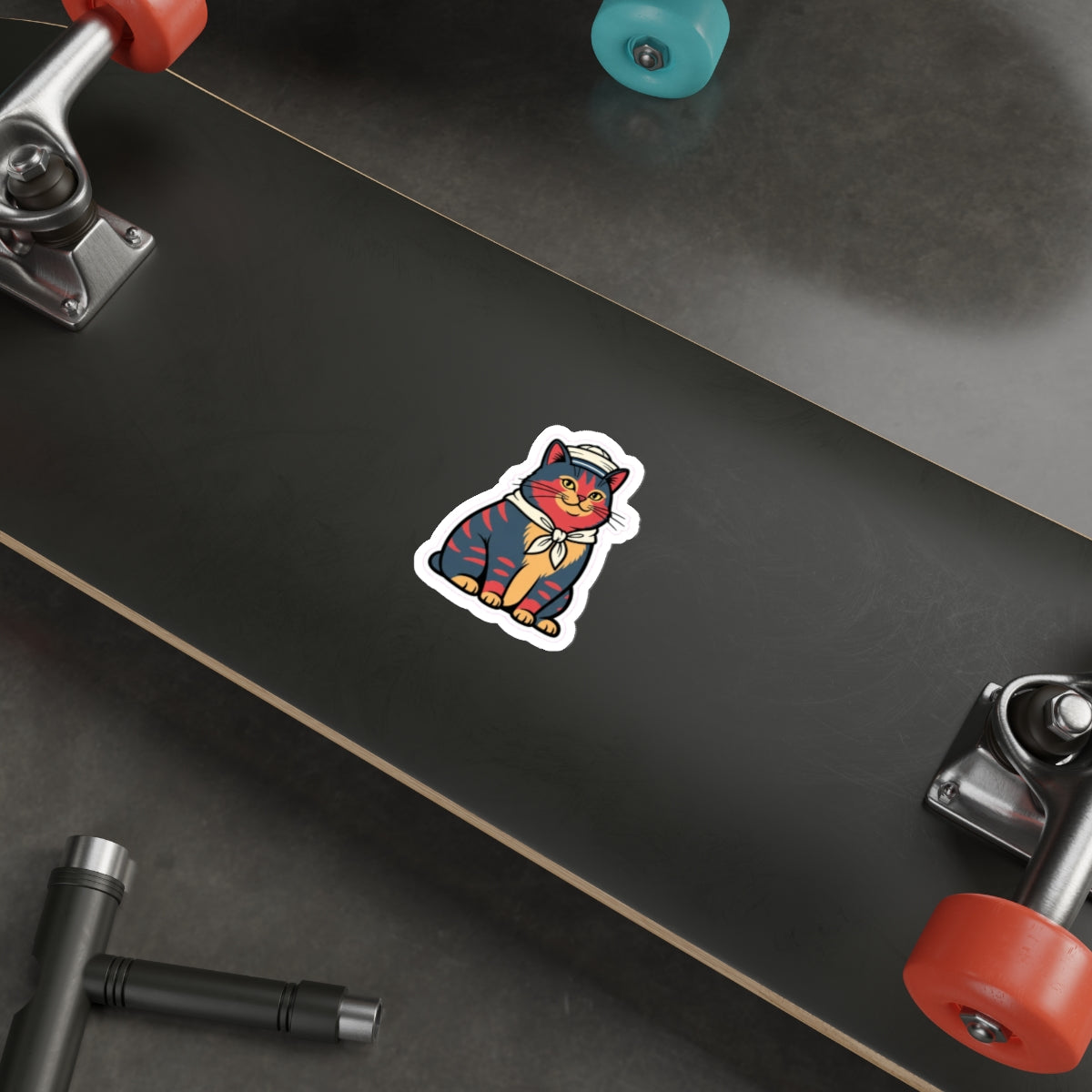 Sailor Cat Lady Die-Cut Sticker | Retro Nautical Cat Laptop Sticker