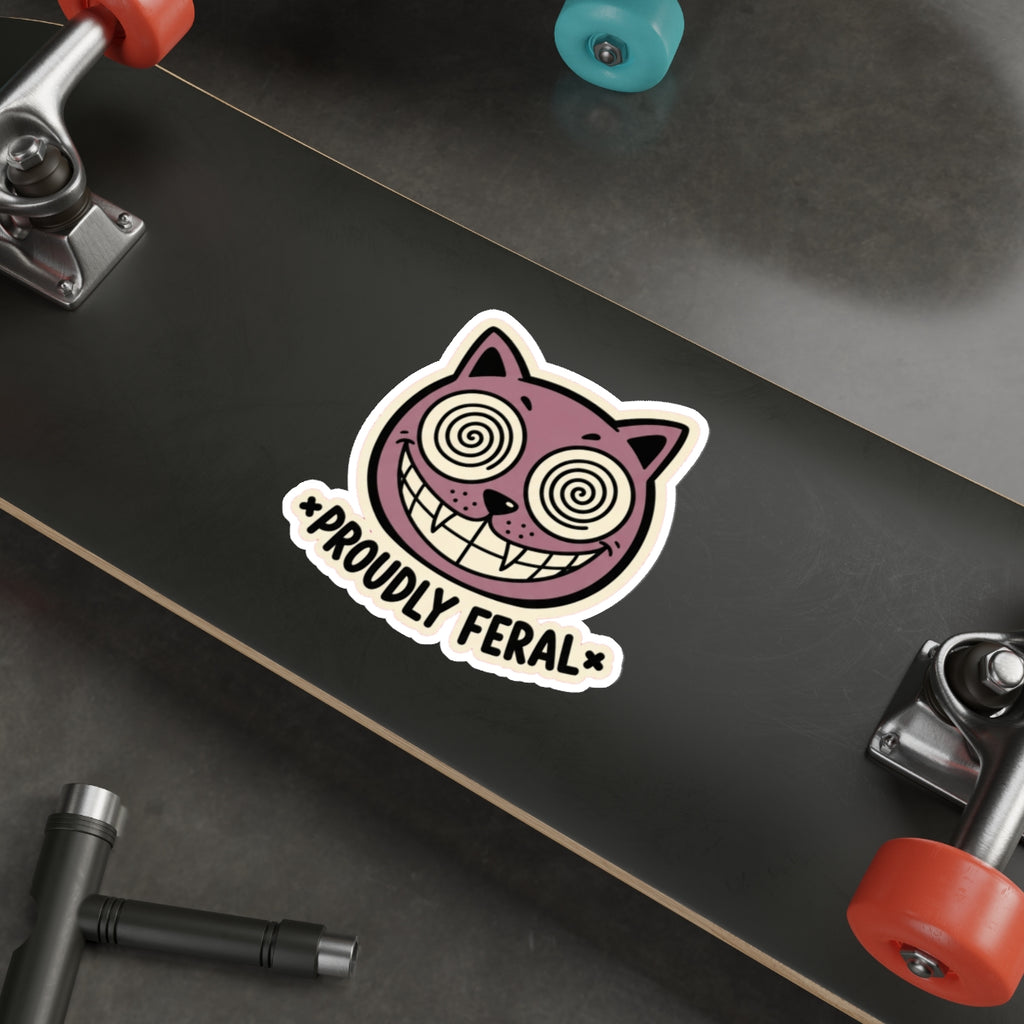 Crazy Cat Lady Die-Cut Sticker | Retro Hypnotic Cat Face Vinyl Decal