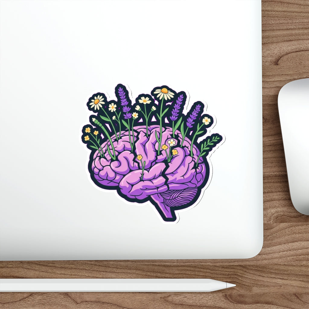 Mental Health Awareness Sticker | Brain with Wildflowers | End the Stigma Decal