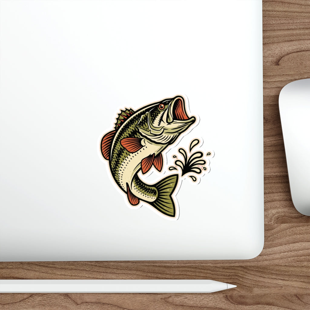 Bass Fishing Dad Sticker | Retro Largemouth Bass Vinyl Decal for Trucks