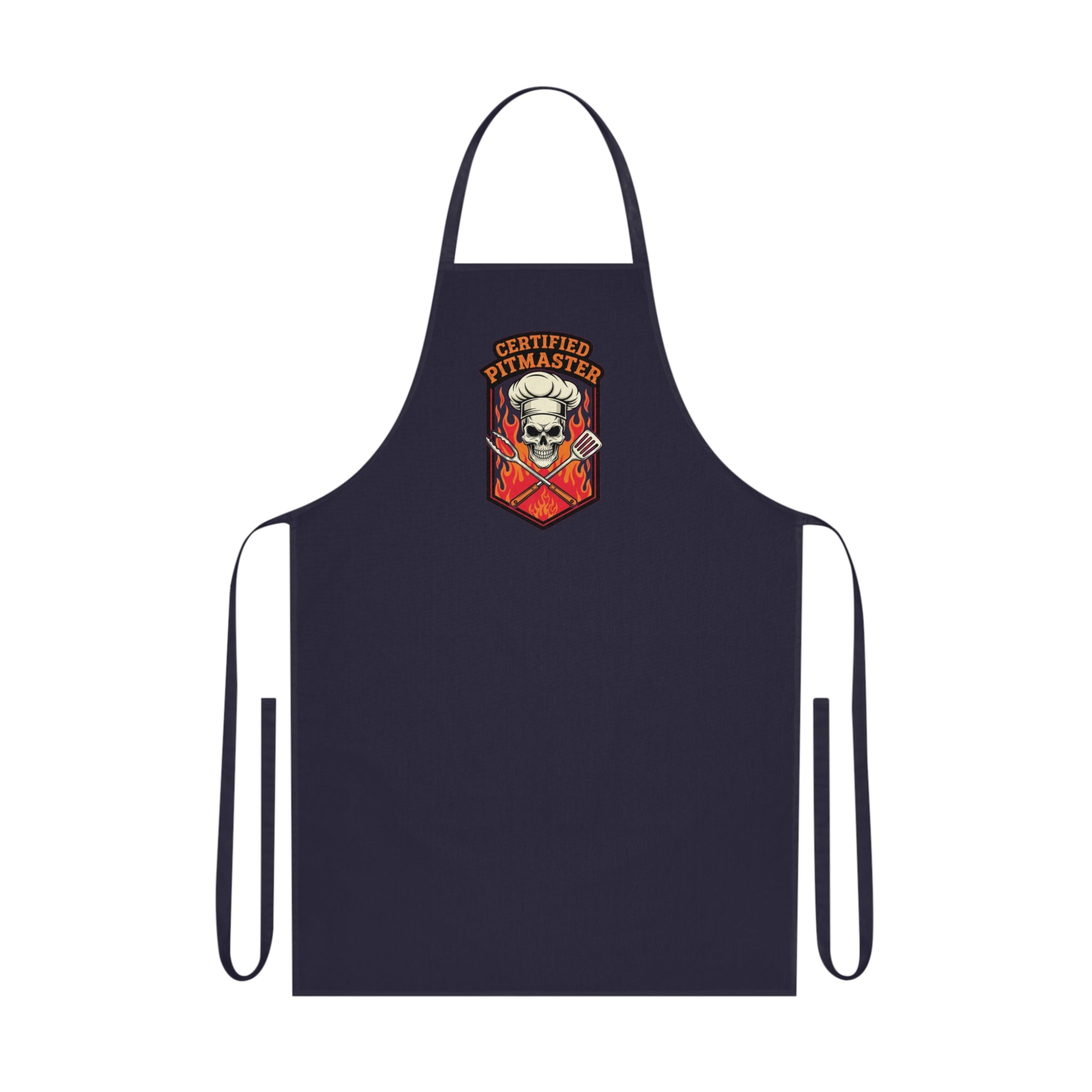 BBQ Pitmaster Dad Apron - Flaming Skull Chef Gift for Grill Masters