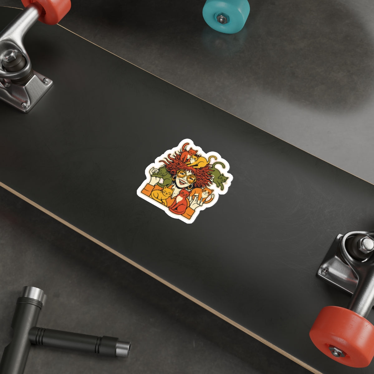 Crazy Cat Lady Vinyl Sticker | Funny 70s Retro Cat Mom Decal