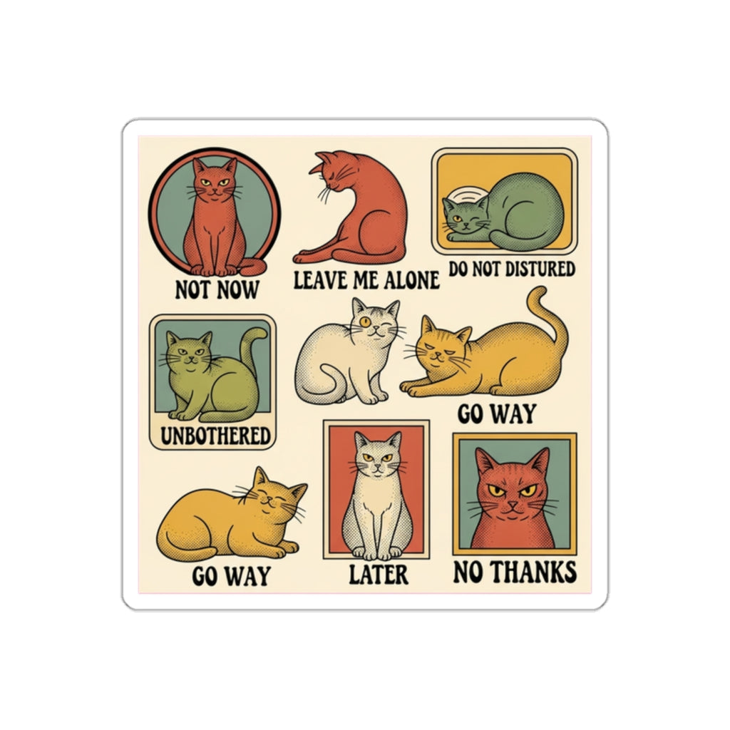 Crazy Cat Lady Sticker Pack | Vintage 70s Retro Cat Decals | 7-Piece Vinyl Sticker Sheet
