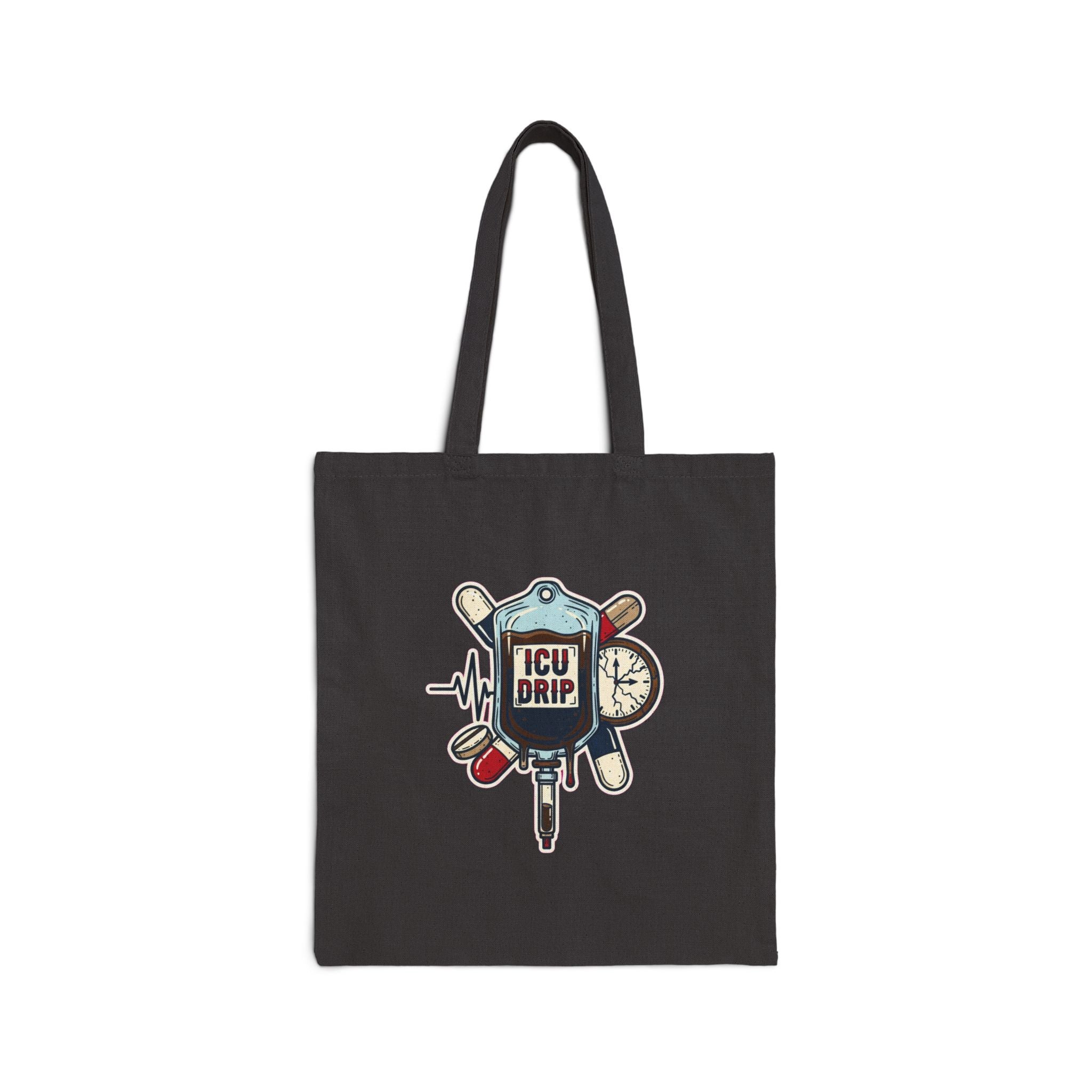 ICU Nurse Tote Bag | Funny Nurse Gift | Dark Humor Coffee IV Drip Design