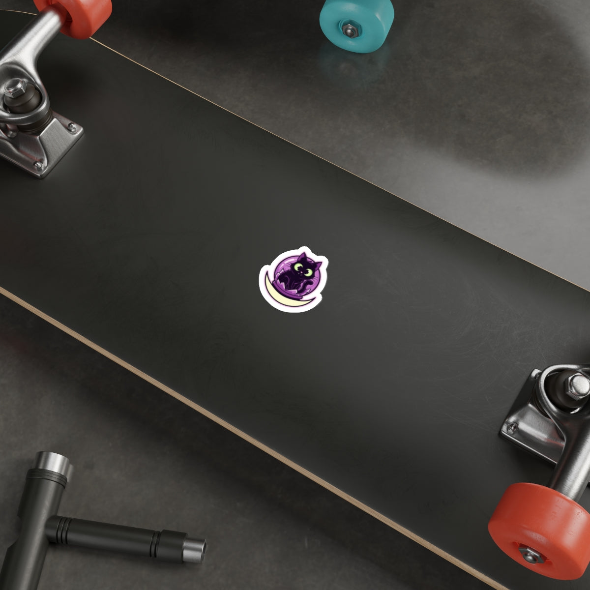Spooky Cat Lady Sticker | Witchy Black Cat in Crystal Ball Vinyl Decal