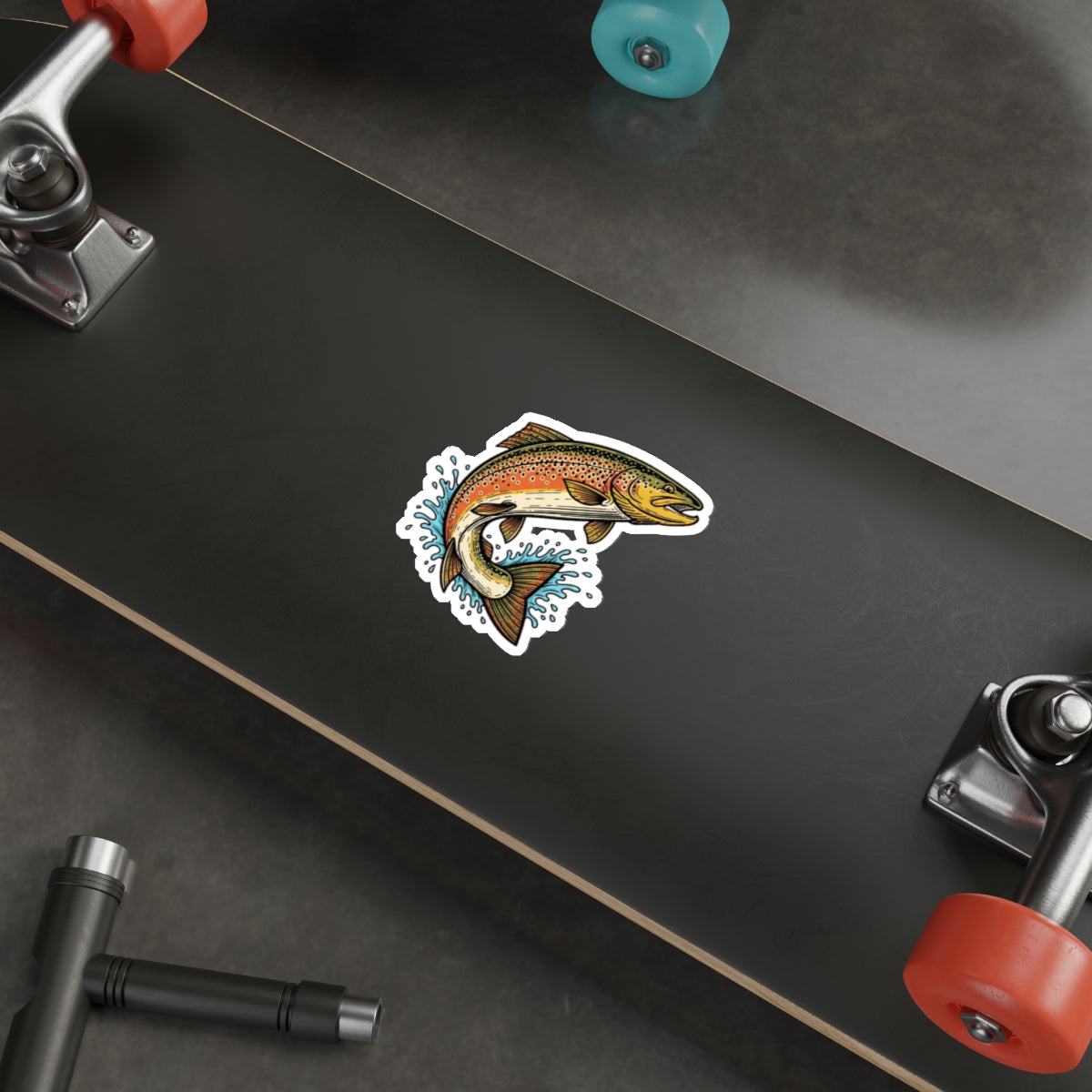 Fly Fishing Trout Sticker | Vintage Brown Trout Vinyl Decal for Anglers