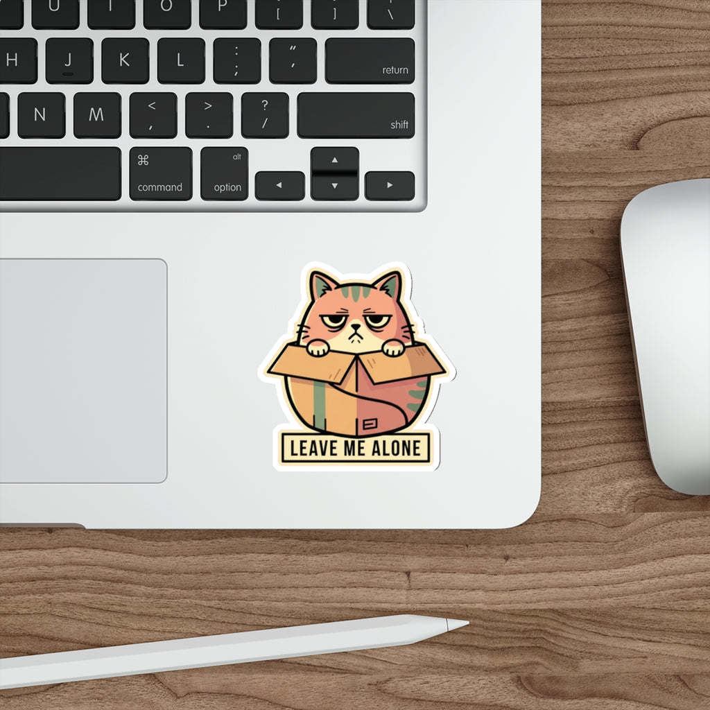 Introverted Cat Person Sticker - Grumpy Box Cat Decal for Laptop
