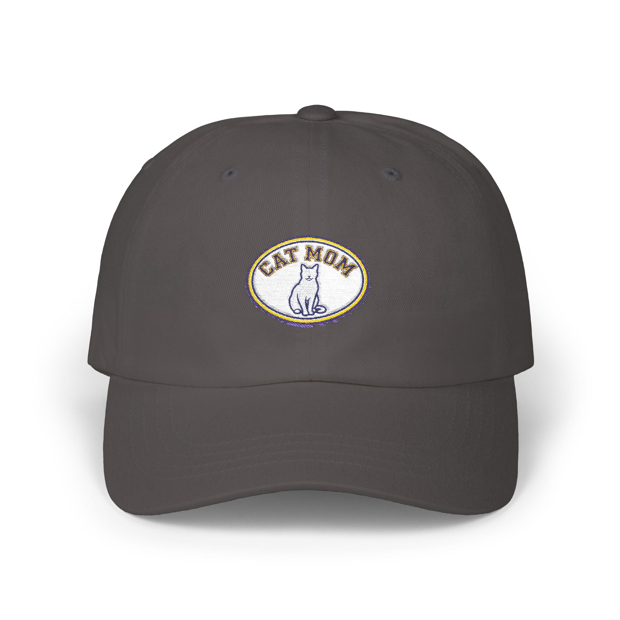Cat Mom Embroidered Dad Cap - Magenta Baseball Hat for Cat Lovers