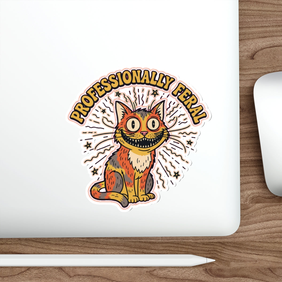 Feral Cat Lady Die-Cut Sticker | Crazy Cat Vinyl Sticker | Dark Humor Cat Merch