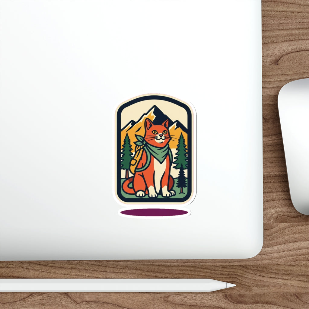 Adventure Cat Die-Cut Vinyl Sticker | Hiking Camping Outdoor Cat Decal