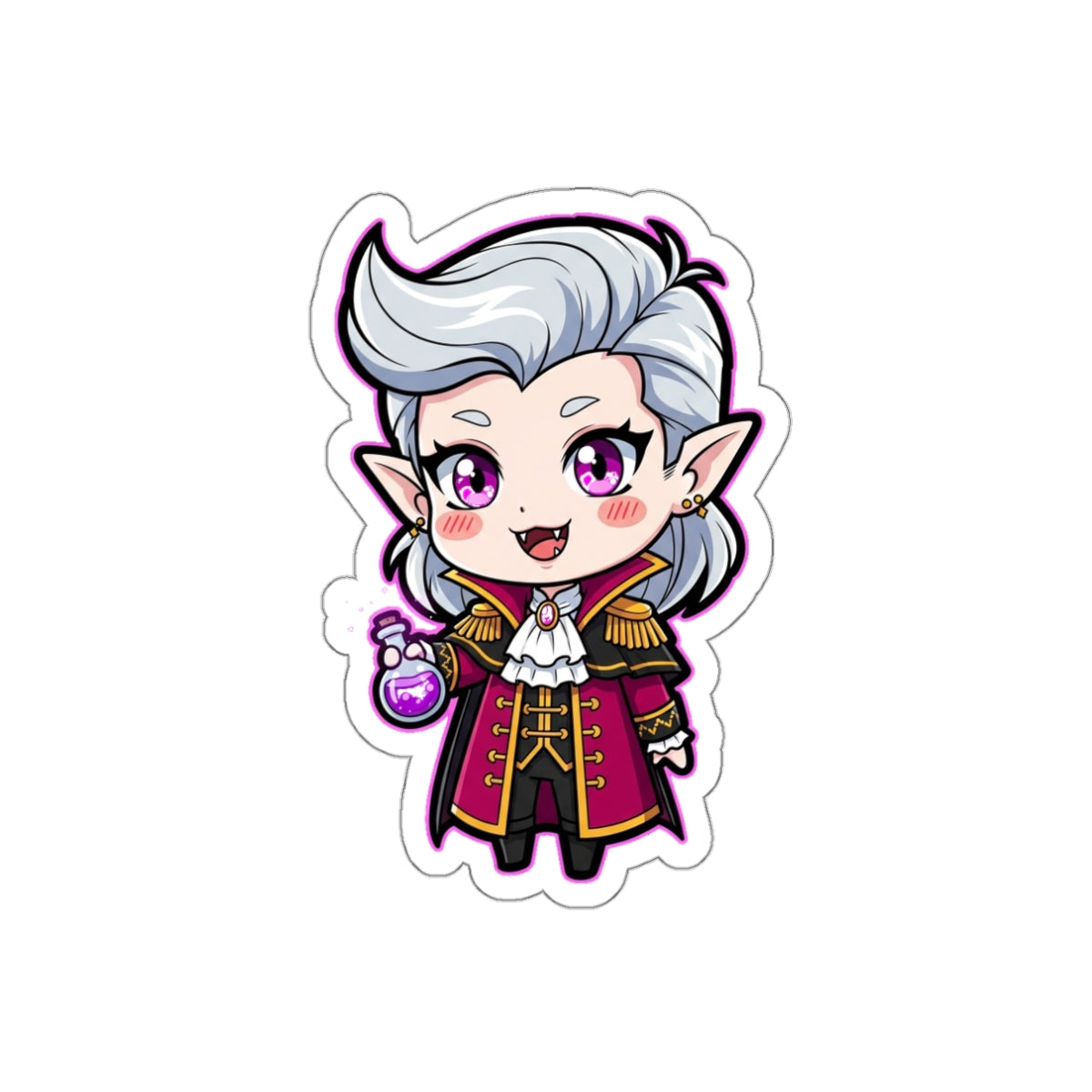 Goth Vampire Chibi Die-Cut Sticker | BG3 Fan Art | Gothic Fantasy
