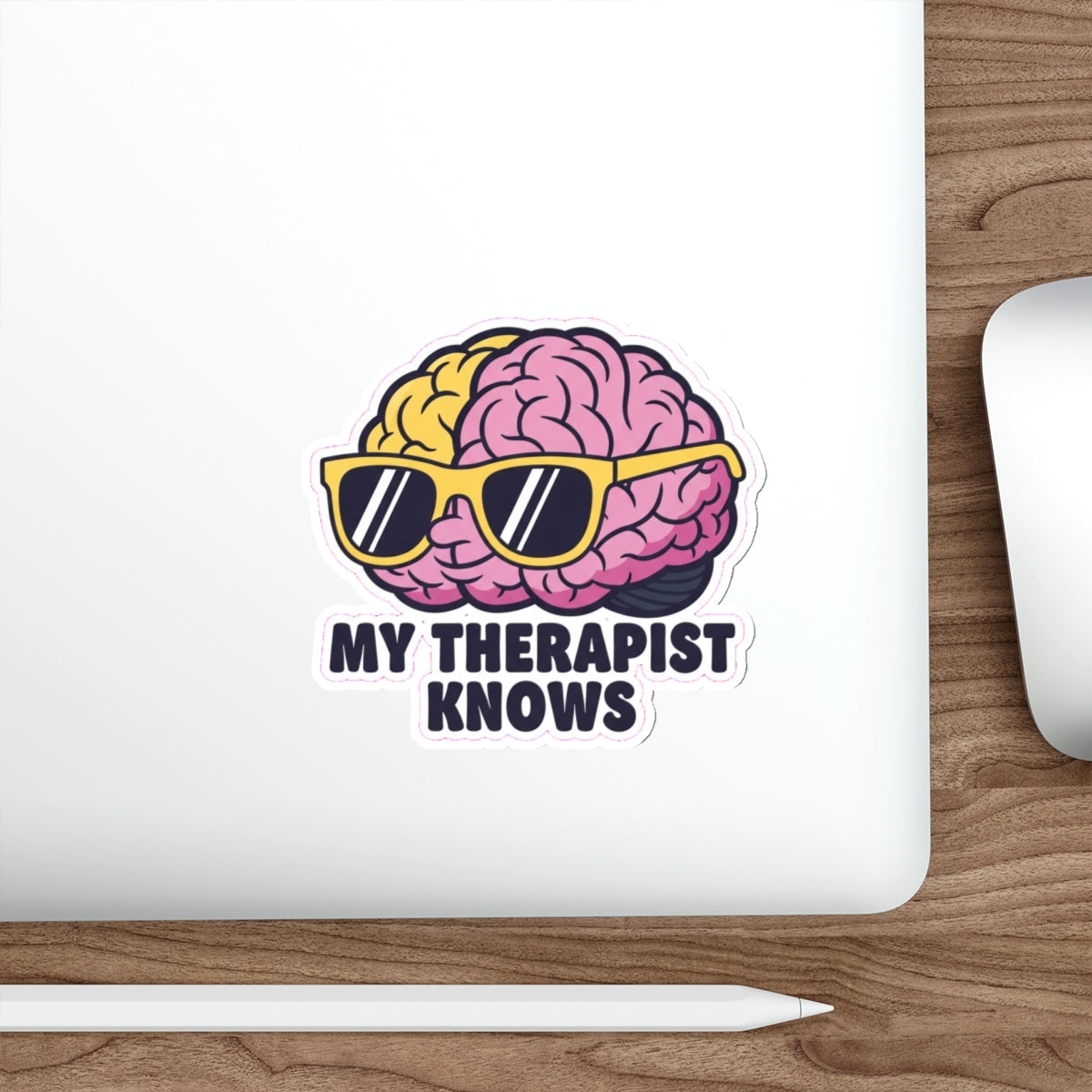 Cool Brain Mental Health Sticker | Anxiety Awareness Decal Retro Vibes