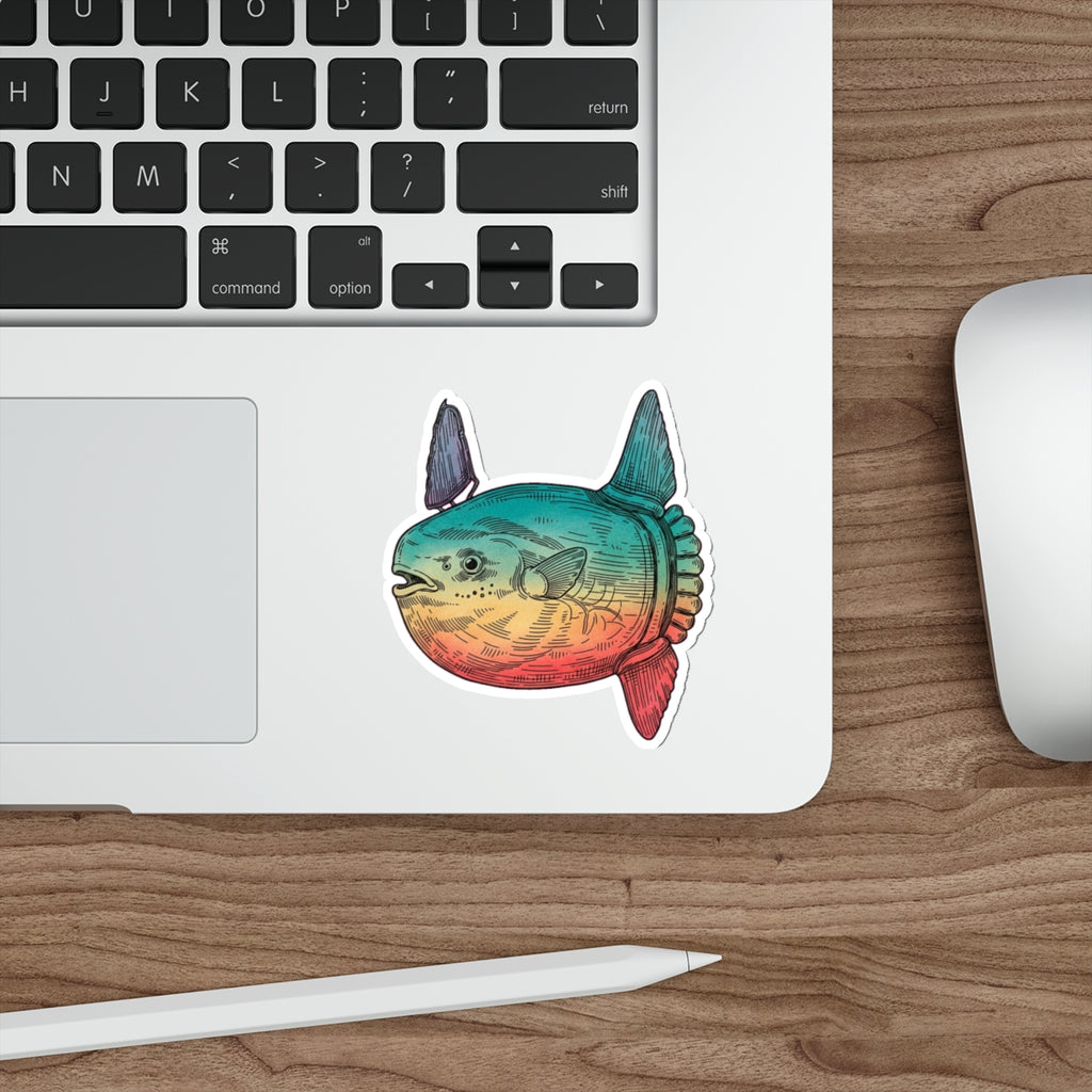 Mola Mola Ocean Sunfish Die-Cut Sticker | Vintage Marine Biology Art