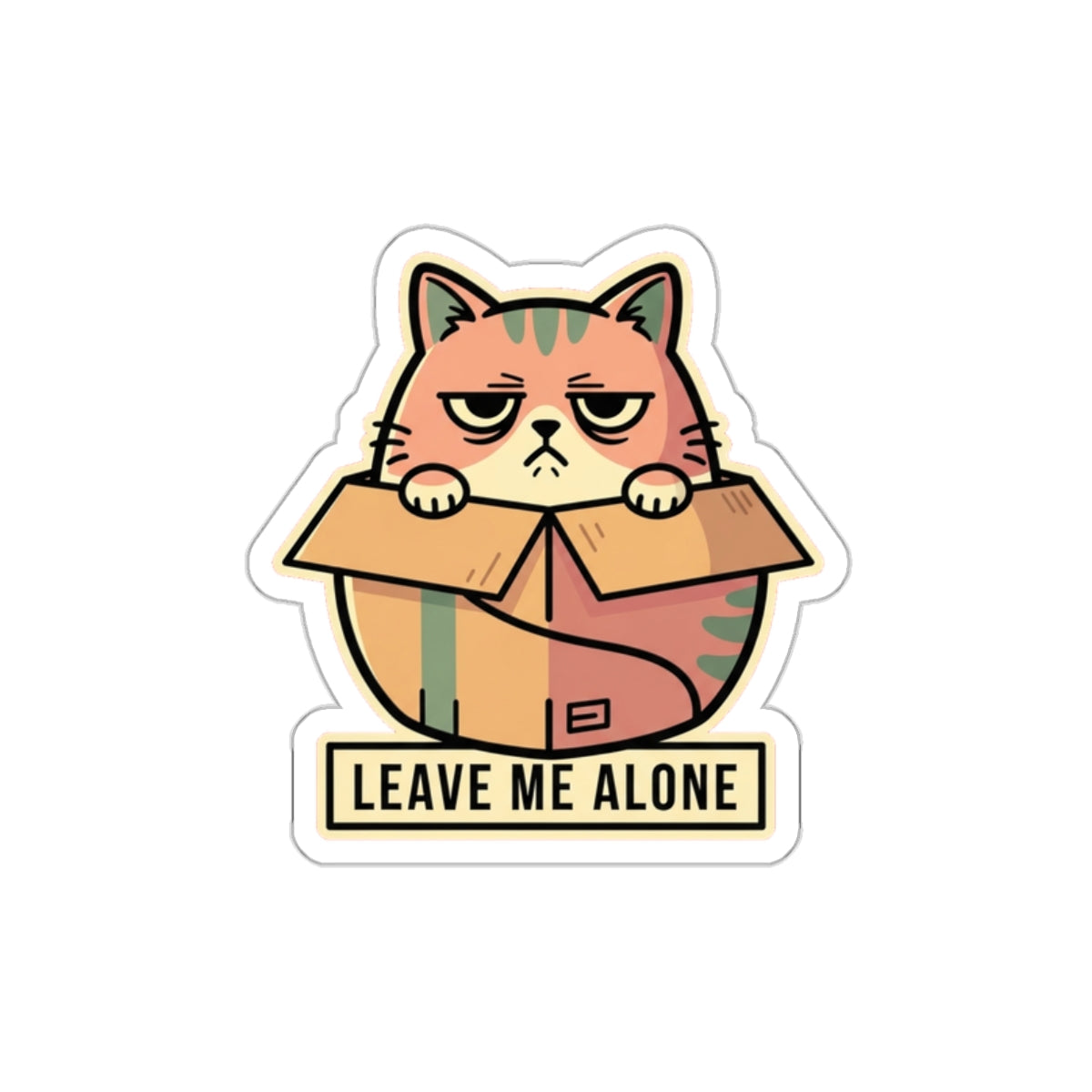 Introverted Cat Person Sticker - Grumpy Box Cat Decal for Laptop
